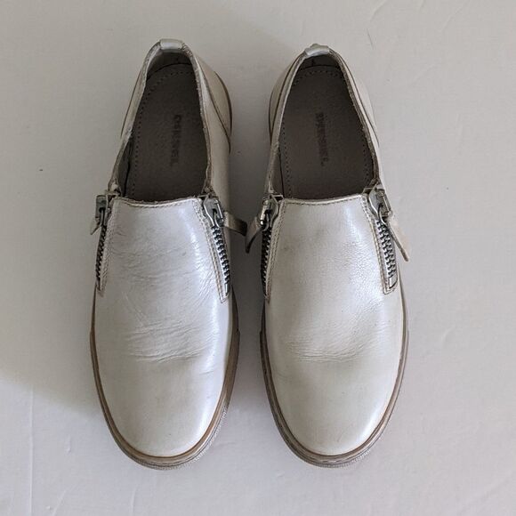 Diesel Cream Vintage Washed Leather Sneakers Women's 37 - Picture 3 of 10